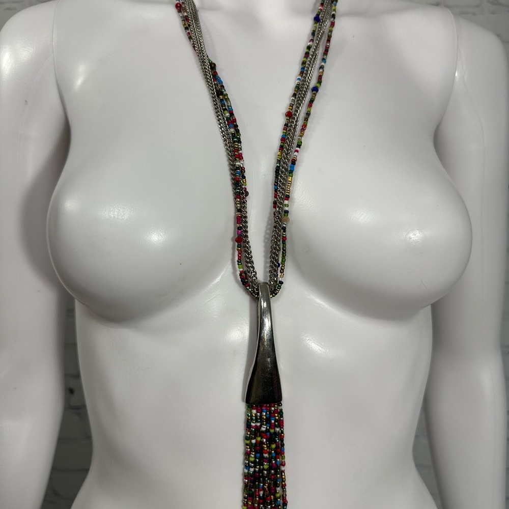 Unique silver and multi colored beaded neacklace